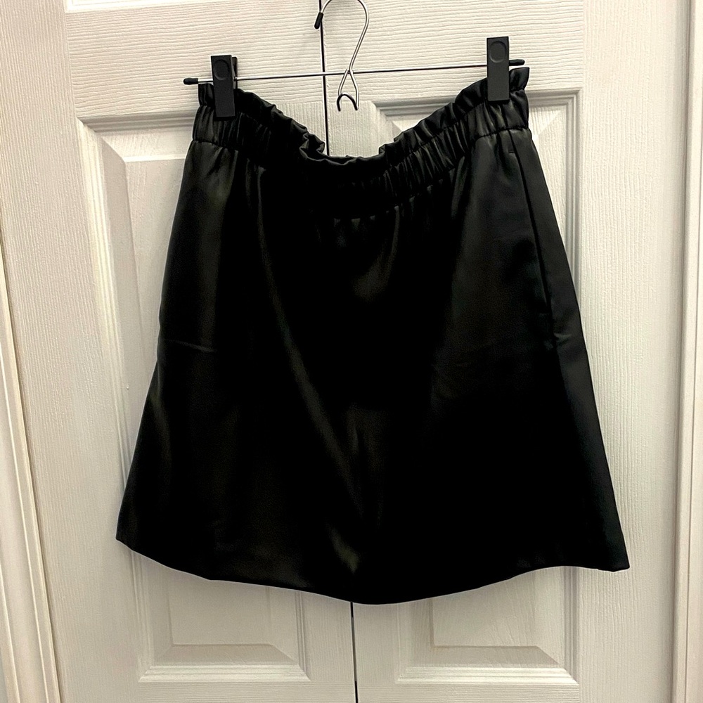 LOFT Black Faux Leather Skirt